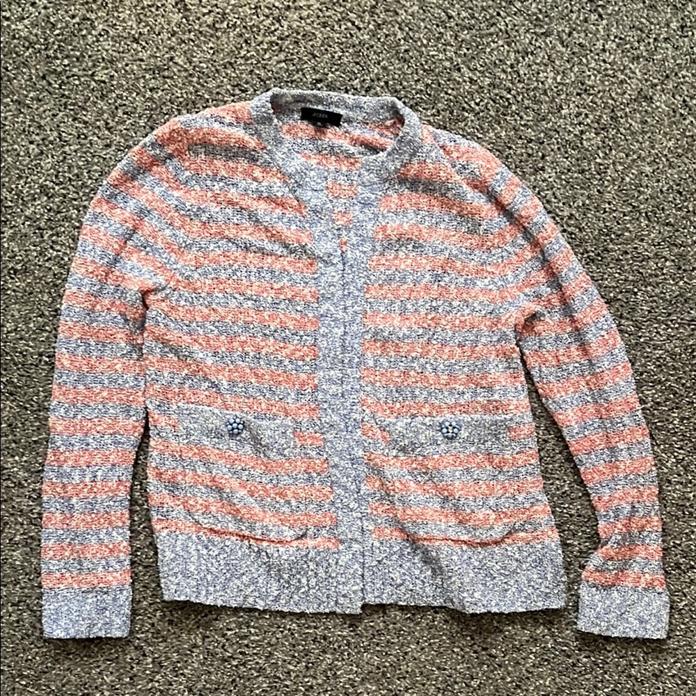 J. Crew Gray and Orange Cardigan Sweater